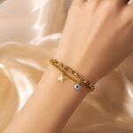 Golden Star & Evil Eye Layered Charm Bracelet