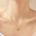 Minimalist Folded Heart Gold-Tone Stainless Steel Necklace