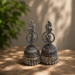 Oxidized Silver Peacock Jhumka Earrings ✨