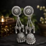 Oxidized Silver Jhumka Earrings for Women – Traditional Designer Dangle Earrings