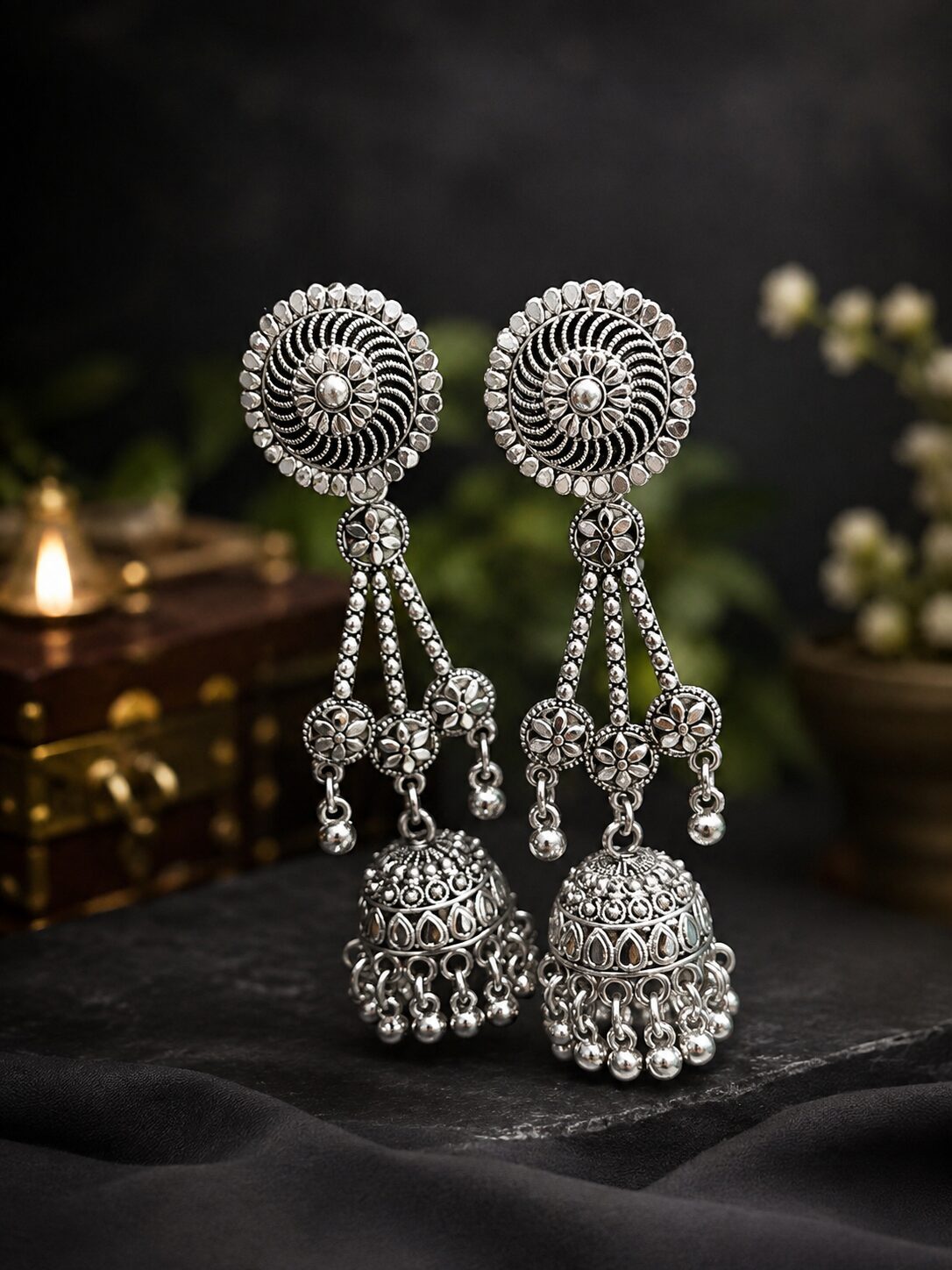 2026/08/2626.jpg Oxidized Silver Jhumka Earrings for Women – Traditional Designer Dangle Earrings - Image 1