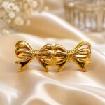 Elegant Gold Bow Hair Clip for Women – Stylish Designer Hair Accessory