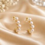 Elegant Pearl Hoop Earrings for Women – Gold-Tone Stylish Pearl Stud Earrings