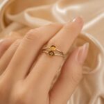 Golden Double Circle Adjustable Ring