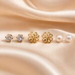 Three-Style Crystal, Clover & Pearl Stud Earrings Combo Set