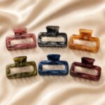 Premium Marble Rectangular Hair Claw Clip piece of 12