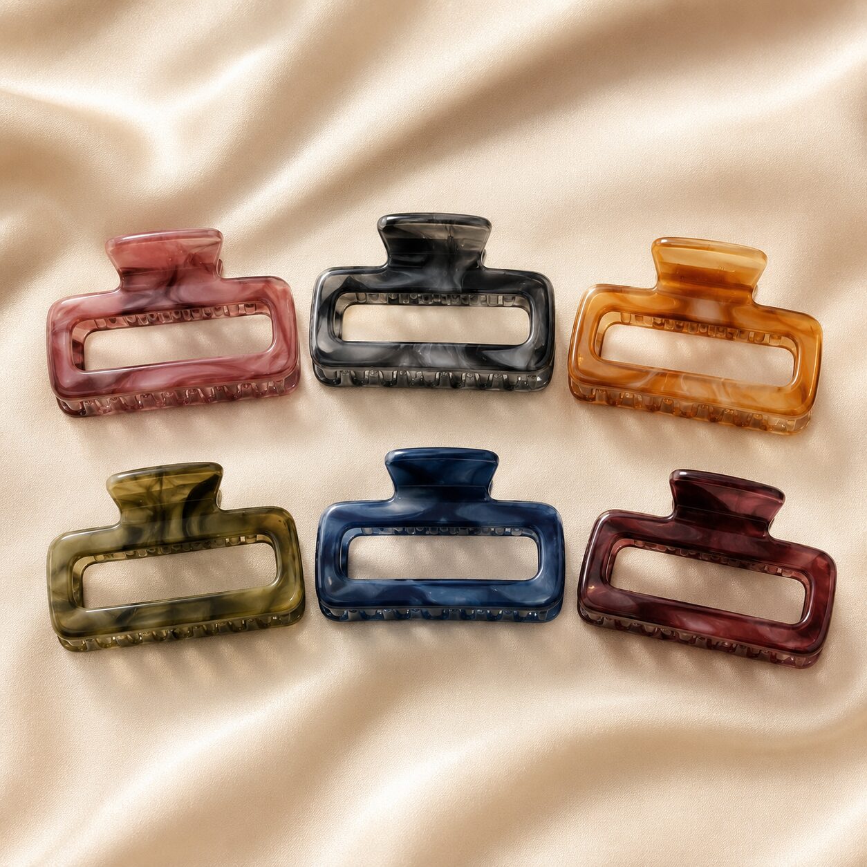 2026/08/26673.jpg Premium Marble Rectangular Hair Claw Clip piece of 12 - Image 1