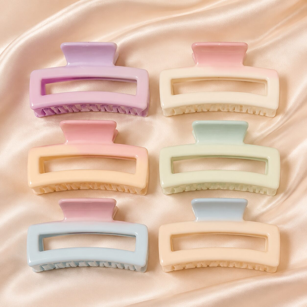 2026/08/26675.jpg Pastel Two-Tone Rectangular Hair Claw Clip piece of 12 - Image 1