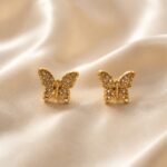 🦋 Elegant Gold Butterfly Stud Earrings ✨