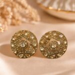 Elegant Gold-Tone Stone Stud Earrings