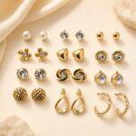 12 Pairs Gold-Tone Fashion Tops Earrings Combo Set