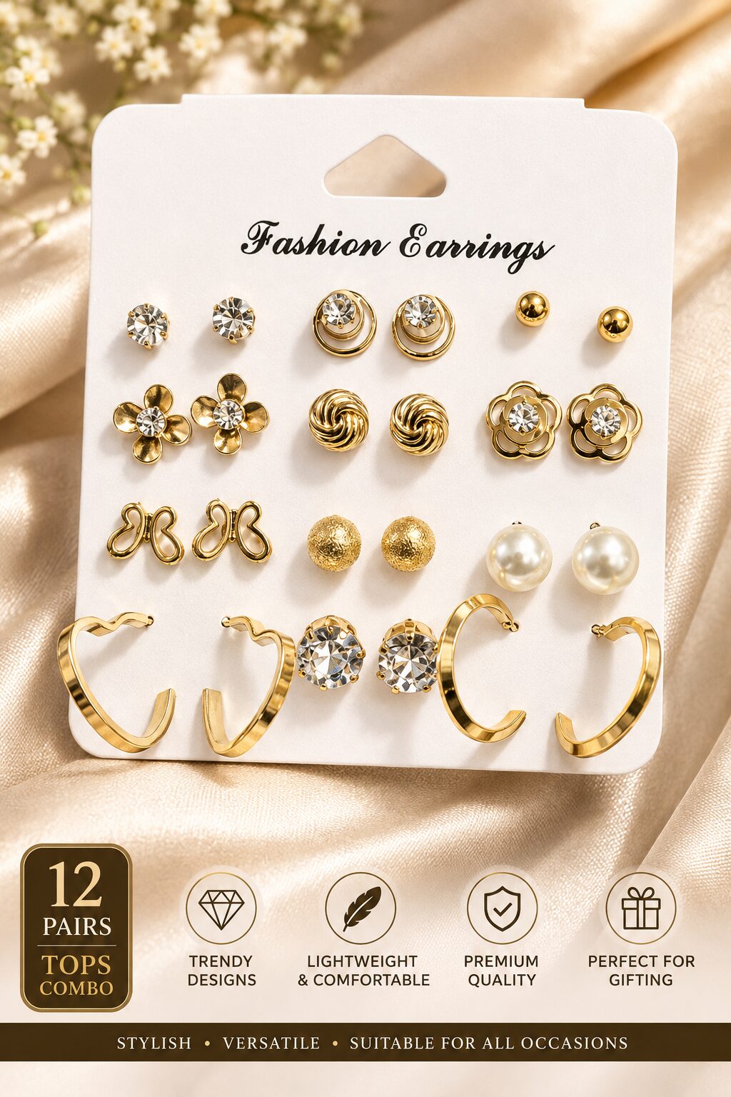 2026/08/485793.jpg 12 Pairs Butterfly Fashion Earrings Combo Set - Image 1