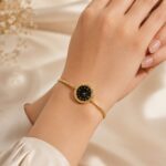 Anti-Tarnish Stainless Steel Watch-Look Bracelet for Women – Black Dial Design