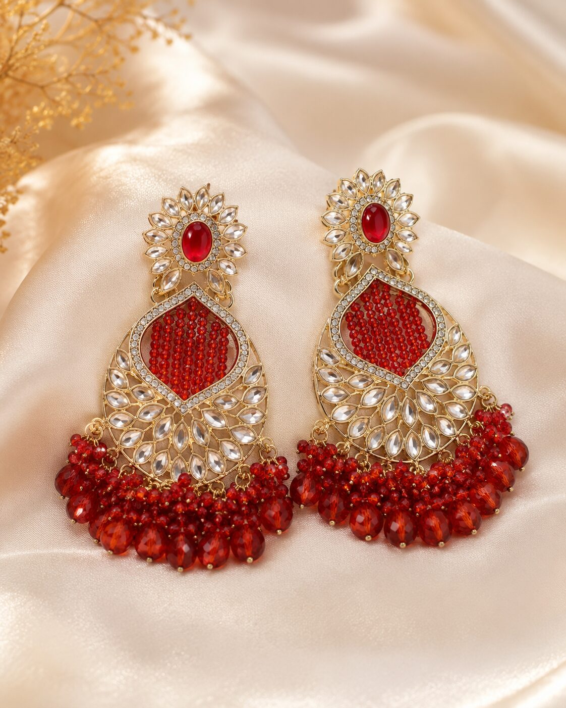 2026/08/533022.jpg KUNDAN RED COLOR EARRINGS - Image 1