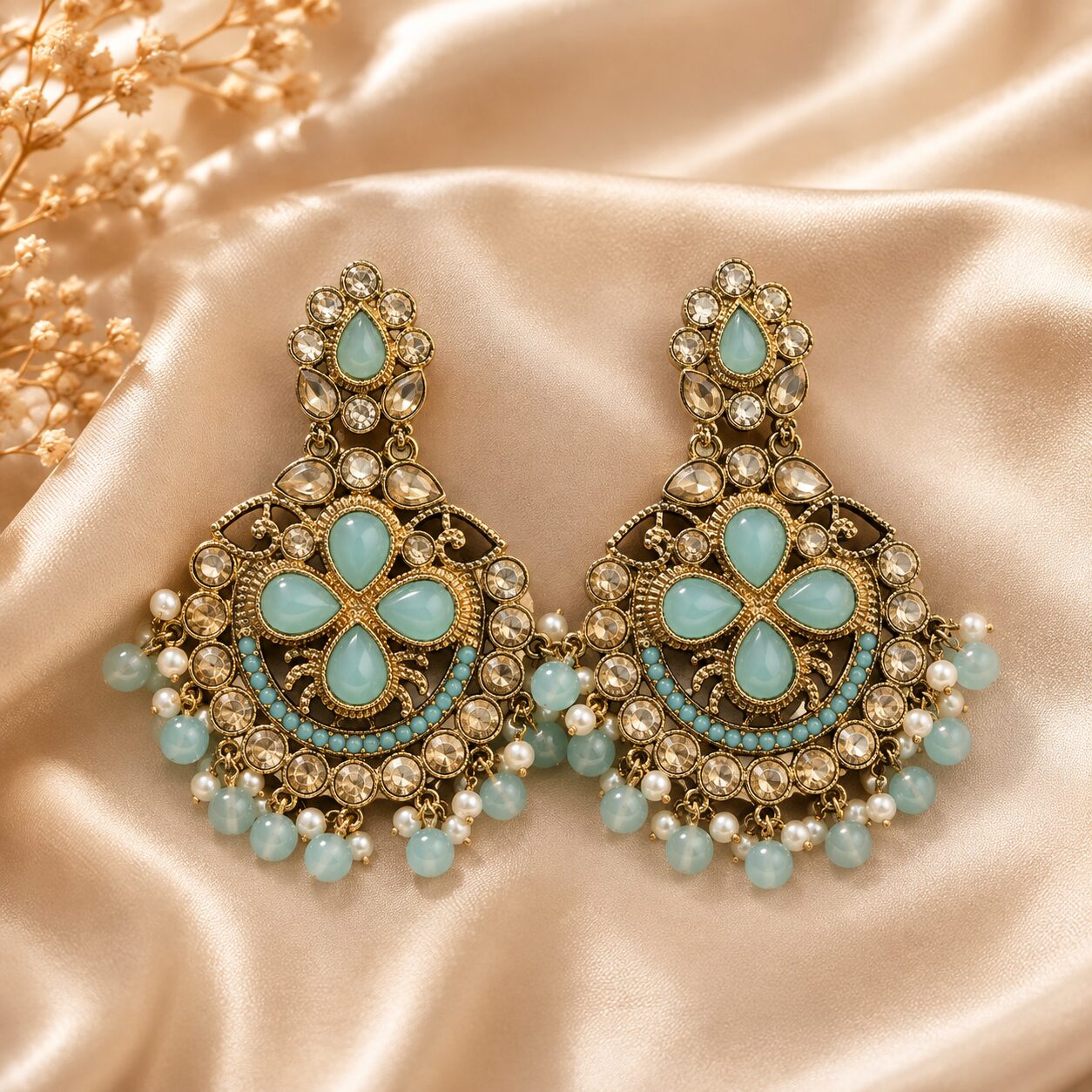 2026/08/533103.jpg MINT GREEN EARRINGS - Image 1