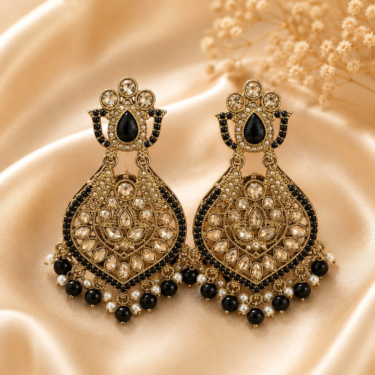 2026/08/550748.jpg LEAF BLACK EARINGS - Image 1