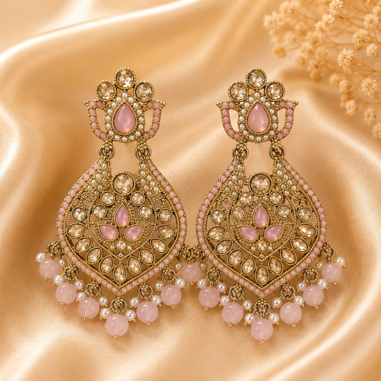 2026/08/550762.jpg LEAF PINK COLOR EARRINGS - Image 1