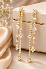 KV Zirconia Crystal Long Drop Earrings - Image 2
