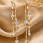 KV Zirconia Crystal Long Drop Earrings