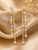 KV Zirconia Crystal Long Drop Earrings
