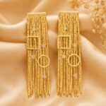 Golden Geometric Chain Tassel Long Earrings