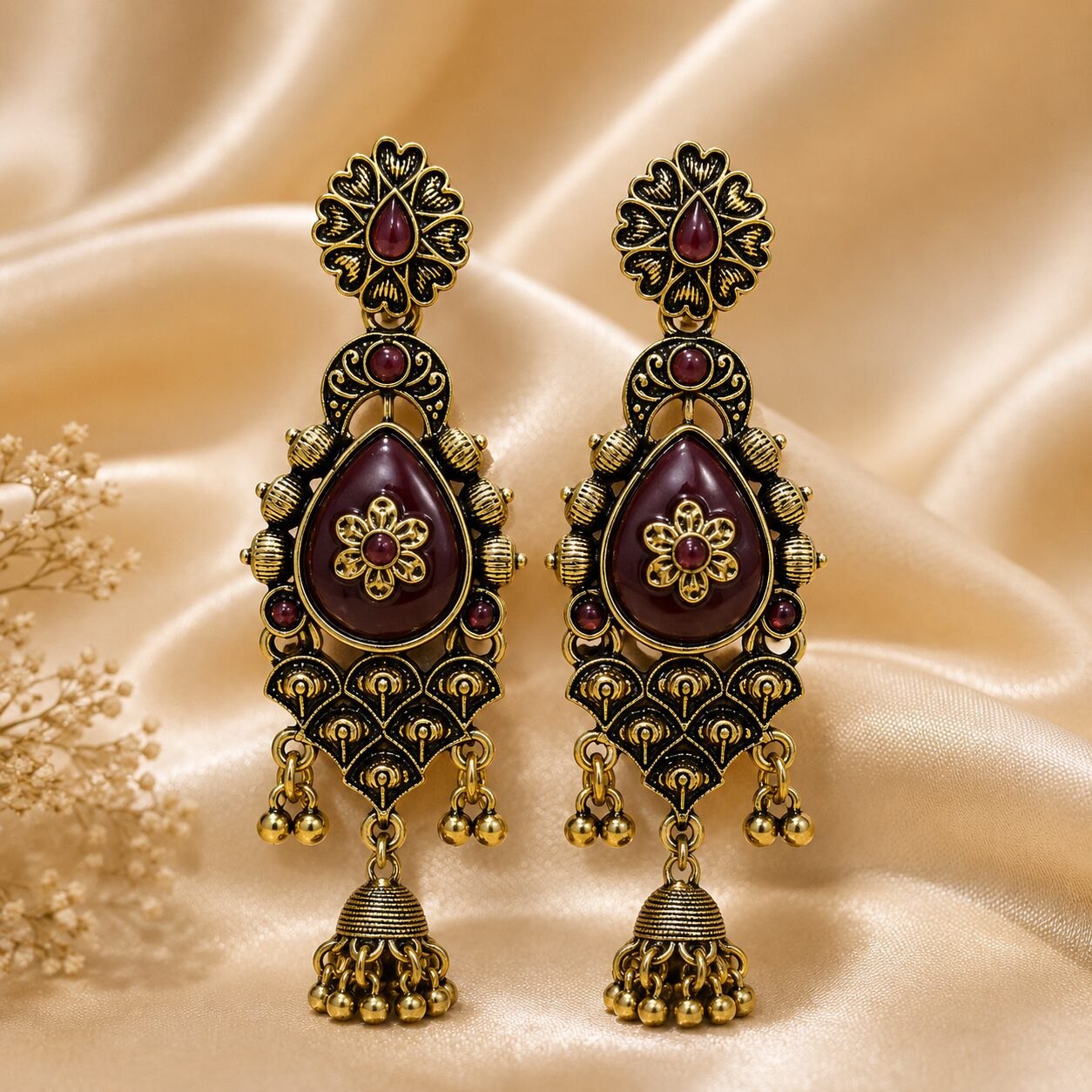 2026/08/582885.jpg WINE OXIDISE EARRINGS - Image 1