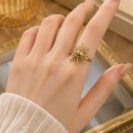 Golden Sunburst Statement Ring