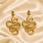 Golden Serpent Statement Drop Earrings