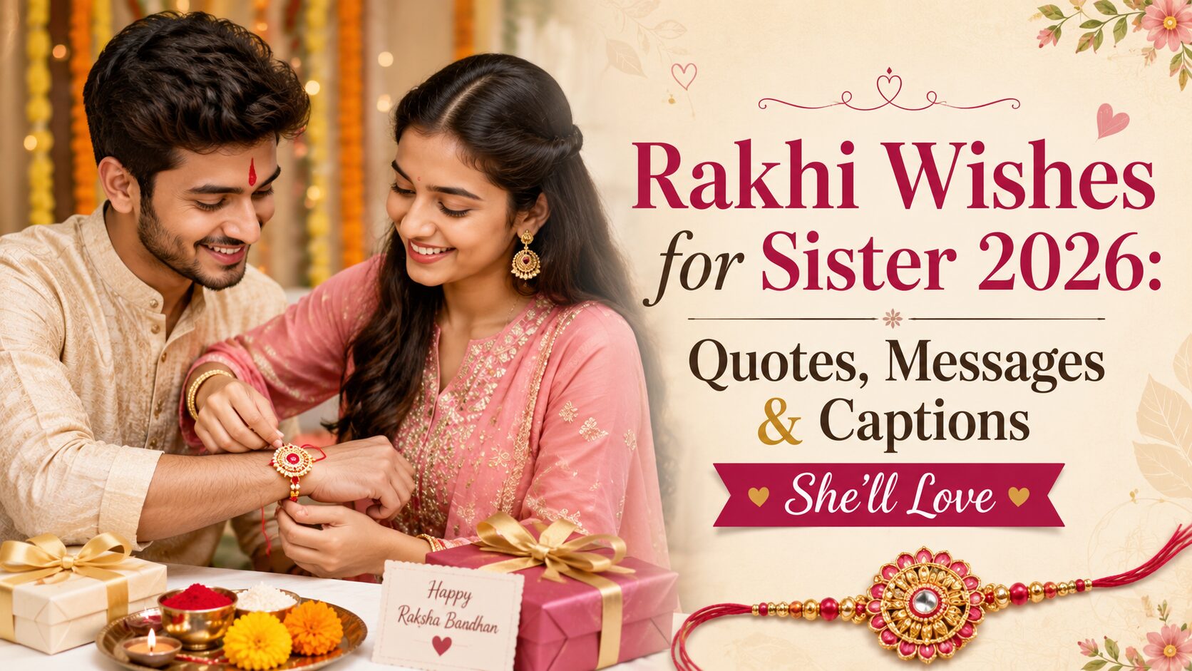 Rakhi wishes for sister 2026 with heartfelt quotes, messages and captions for Raksha Bandhan.
