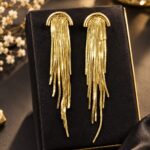 Luxury Golden Tassel Chain Earrings ✨ | Elegant Statement Jewelry