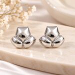 Premium silvre Triple-Petal Stud Earrings | Elegant Korean-Style Fashion Jewellery