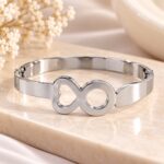 Premium Stainless Steel Heart & Circle Cuff Bracelet | Korean-Style Anti-Tarnish Jewellery