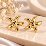 Premium Golden Starfish Stud Earrings | Elegant Korean-Style Fashion Jewellery
