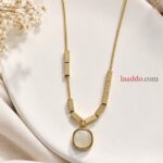 Elegant Gold-Tone Stainless Steel Geometric Pendant Necklace