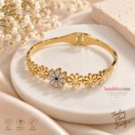 Elegant Gold Floral Anti-Tarnish Stainless Steel Bracelet | Crystal Flower Design