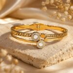 Royal Greek-Key Pearl Gold Cuff Bracelet ✨