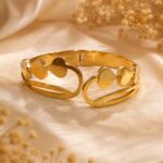 Elegant Heart-Link Gold Cuff Bracelet ✨