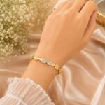 Elegant Gold Double Stone Floral Bracelet