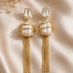 Elegant Gold Pearl Tassel Earrings