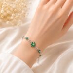 Elegant Emerald Green Floral Bracelet