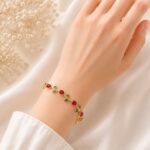 Elegant Ruby & Emerald Vine Bracelet