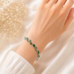 Elegant Emerald Green Silver Bracelet