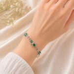 Elegant Green Bow Floral Bracelet