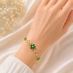Elegant Green Floral Gold Bracelet