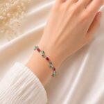 Elegant Ruby & Emerald Silver Vine Bracelet