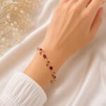 Elegant Ruby Red Vine Gold Bracelet