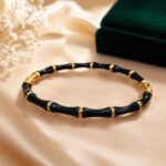 Elegant Black & Gold Bamboo Style Bracelet