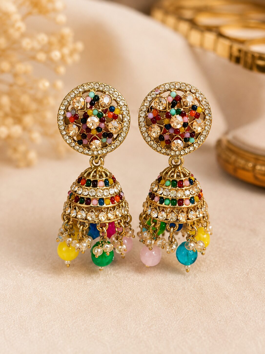 2026/09/1001783082.jpg Multicolor Designer Jhumka Earrings - Image 1