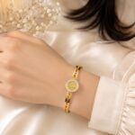 Elegant Gold Tree of Life Crystal Bangle ✨