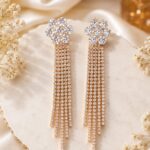 Elegant Floral Crystal Drop Earrings